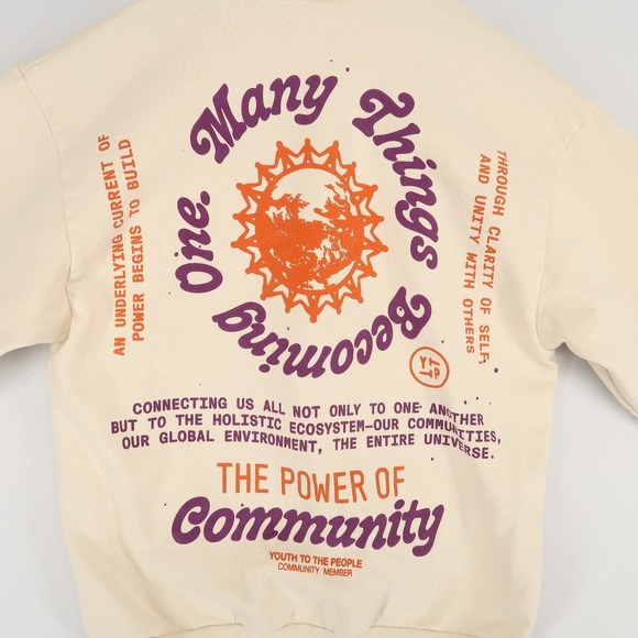 Youth To The People Sweatshirt Adult Small Cream Graphic Print Community Power - Picture 3 of 10